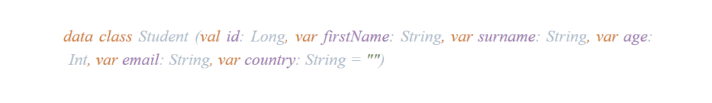 Kotlin vs Java- data class Student