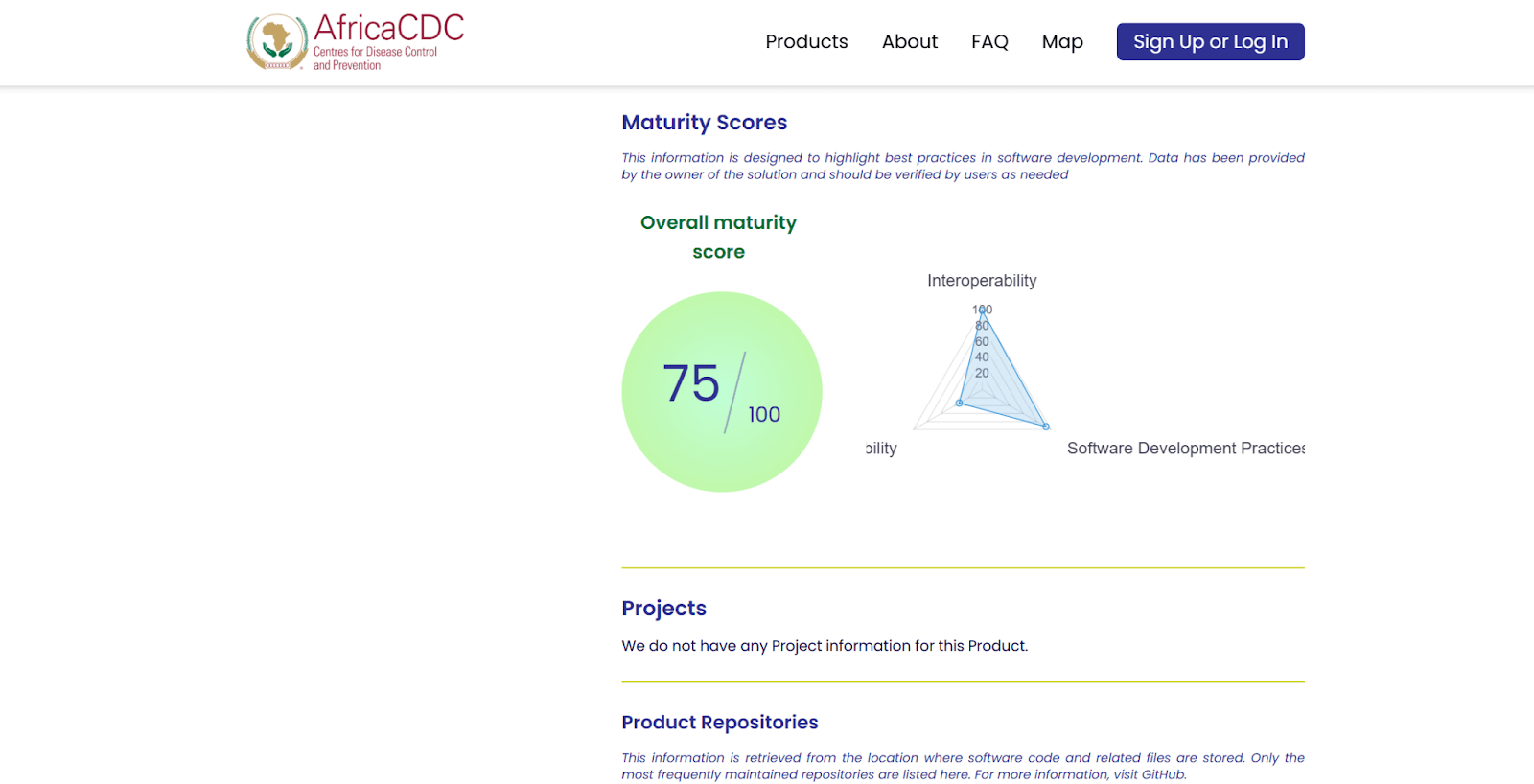 Africa HealthTech Marketplace product page maturity scores